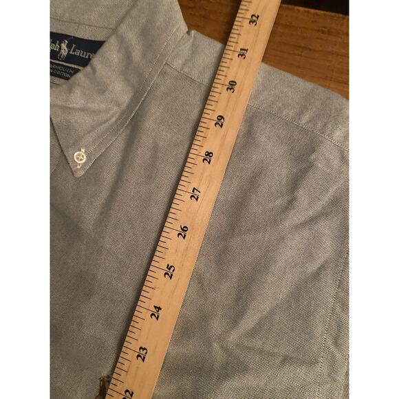 Ralph Lauren Button Down Blue Polo 15.5 (33) Logo Long Sleeve Yarmouth - Picture 5 of 9